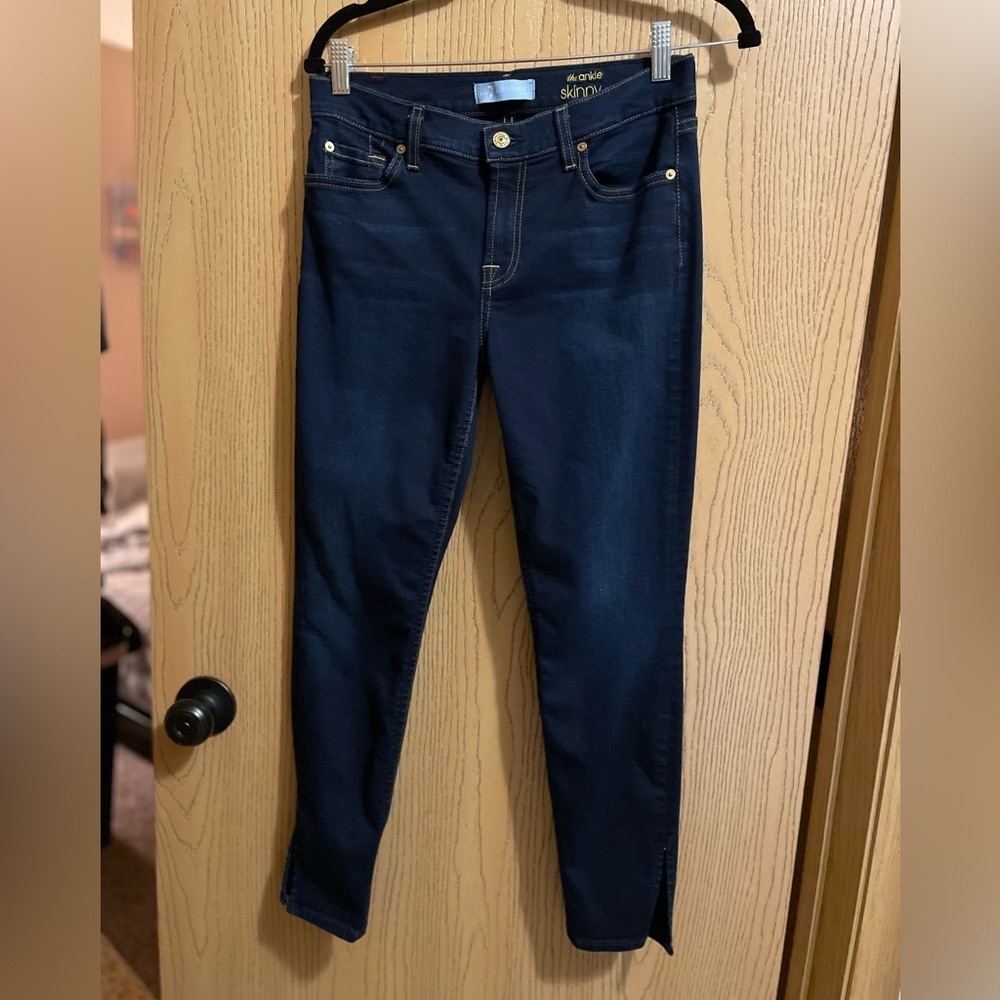 7 for all mankind b(air) dark blue jeans the ankle skinny size 28 EUC
